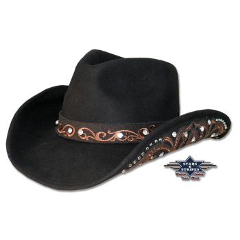 Kara kapelusz western brązowy z ćwiekami