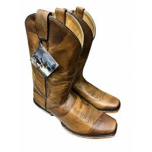 Kowbojki OLD WEST 5555 EL PASO Brown Antiqua Hand Painted Foot & Shaf